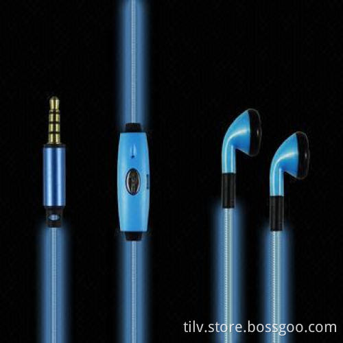 In-ear design visible flash el-light earphone for iPhone